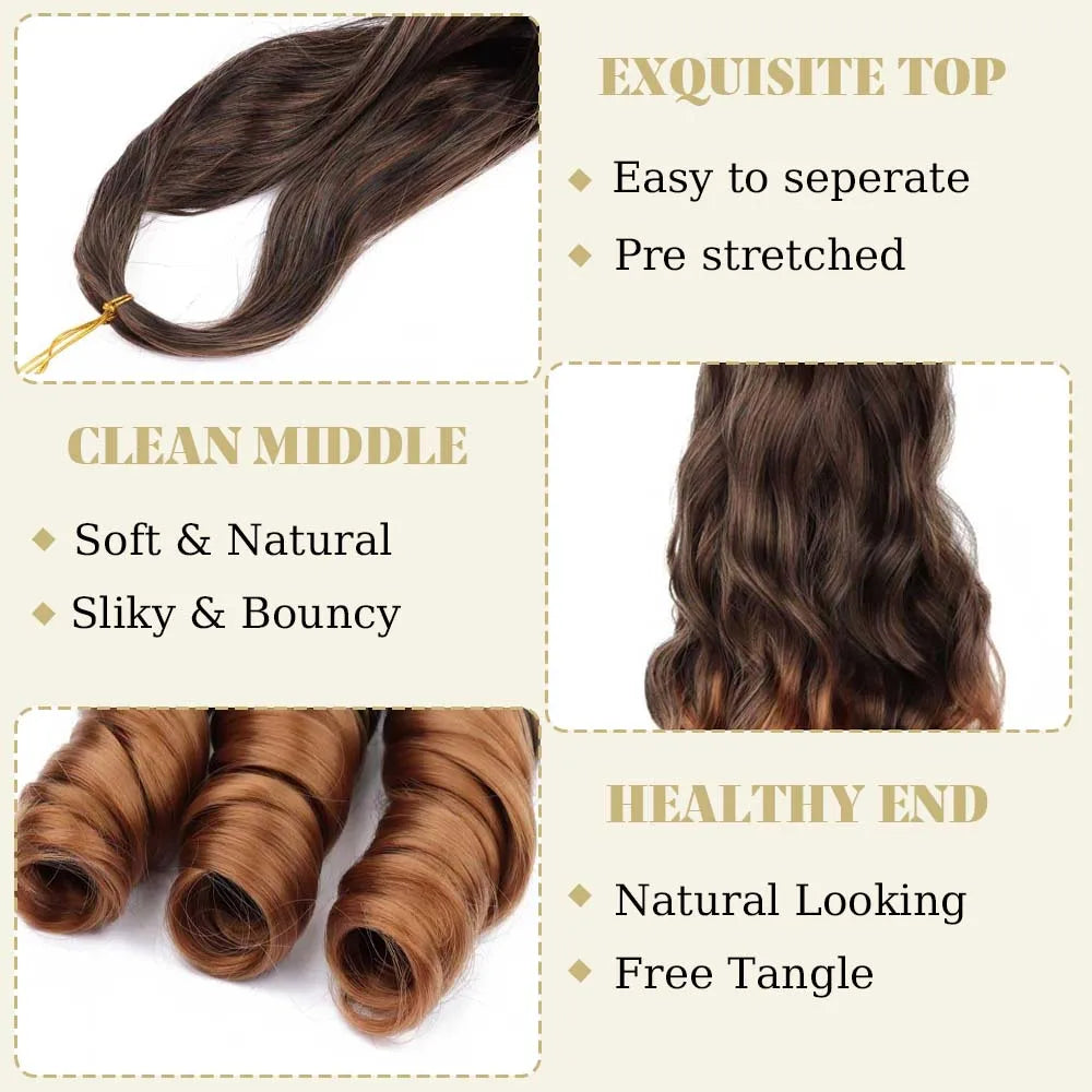 3/5Packs 24Inch Synthetic French Curls Crochet Hair Pre-Stretched Loose Wave Braiding Hair Ombre Loose Curly Braids Braids Hair