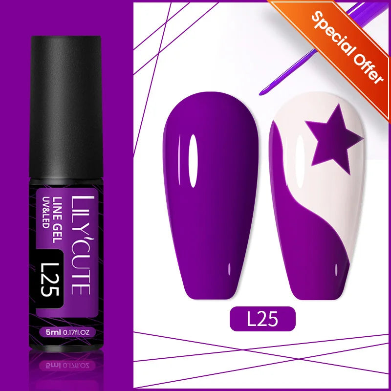 LILYCUTE 5ml Super-Bright Mirror Metallic Liner Gel Nail Polish Gold Silver French Style Drawing Stripe Nail Art Graffiti UV Gel
