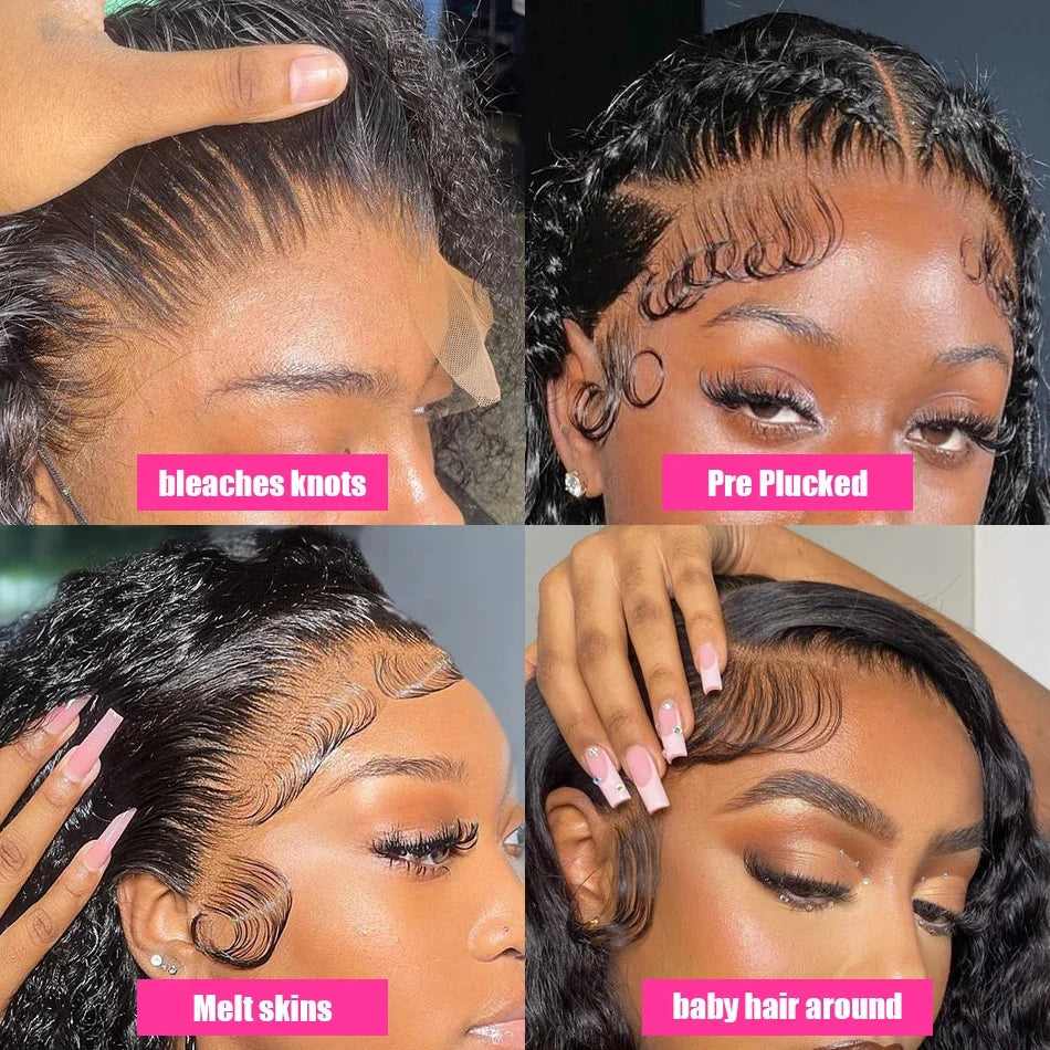 HD 13x6 Deep Curly Lace Front Human Hair Wigs Pre Plucked Brazilian 30 Inch Water Wave Glueless Lace Frontal Wig Raw Human Hair