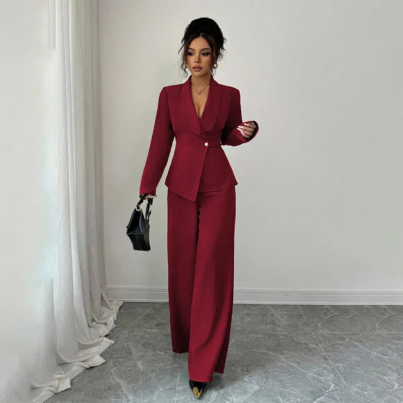 Ensemble 2 Pièces Femme – Veste de Tailleur & Pantalon, Style Bureau & Soirée Chic