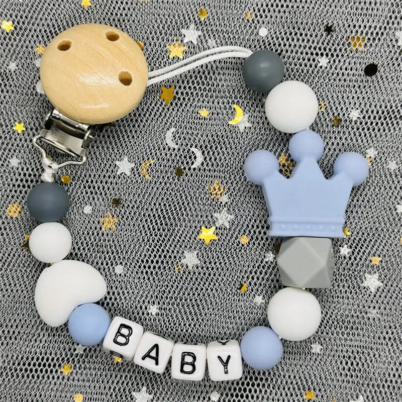 Custom Personalized Name Pacifier Clips BPA Free Silicone Baby Pacifier Clips Colorful Pacifier Chain Holder Teething