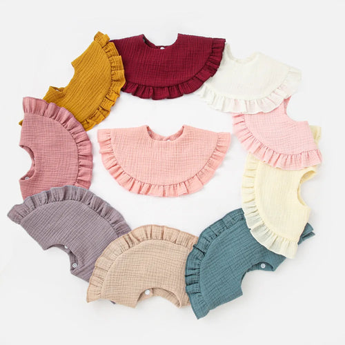 1 Pc Muslin Baby Bibs Cute Infant Eating Child Ruffle Saliva Towel Cotton Self Feeding Baby 0-2 Year
