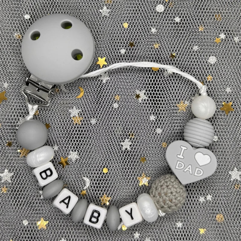 Custom Personalized Name Pacifier Clips BPA Free Silicone Baby Pacifier Clips Colorful Pacifier Chain Holder Teething
