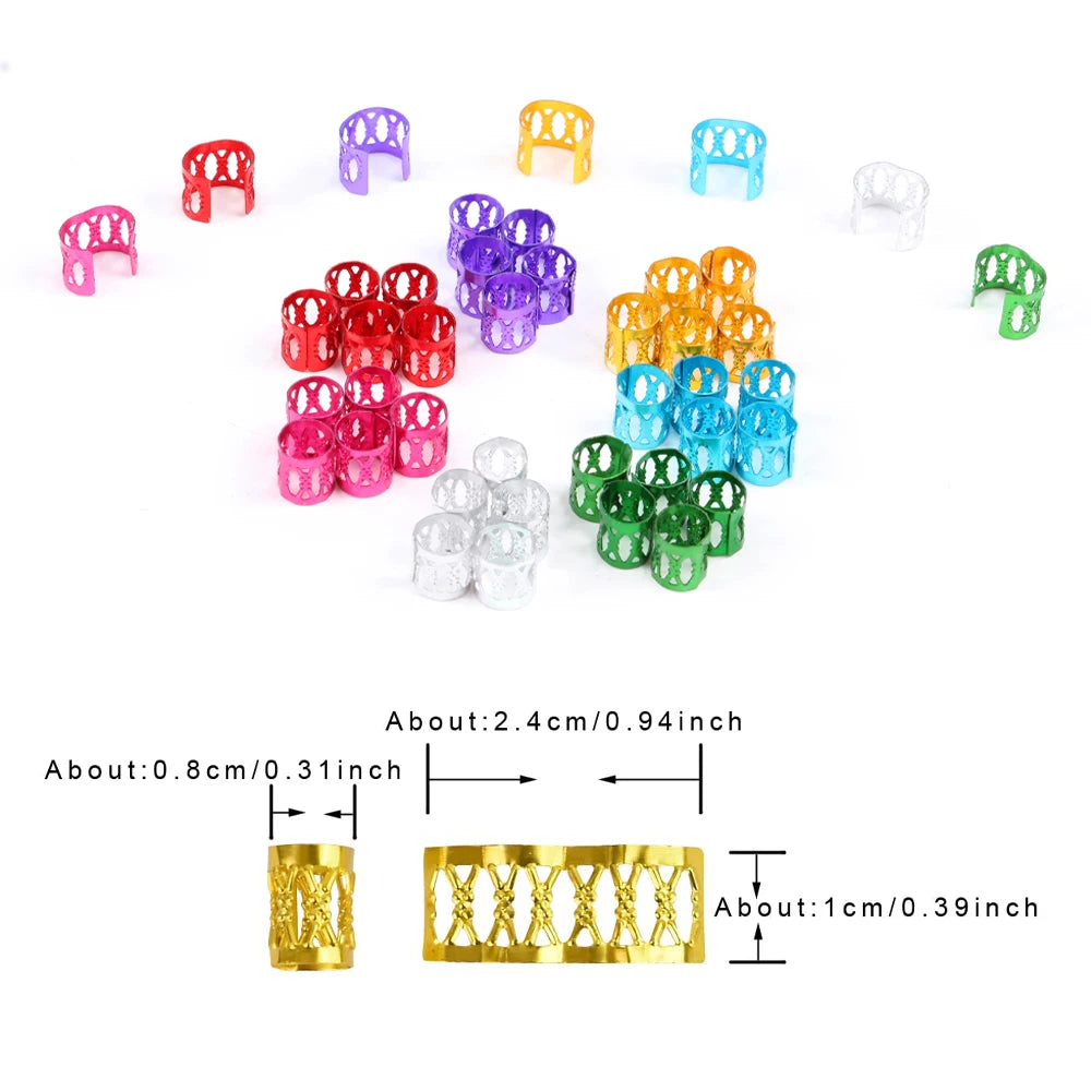 Plussign Dreadlock Hair Rings For Braid Hair Styling Adjustable Hair Braids Beads Cuff Aluminium Hair Accessories 50Pcs/100Pcs