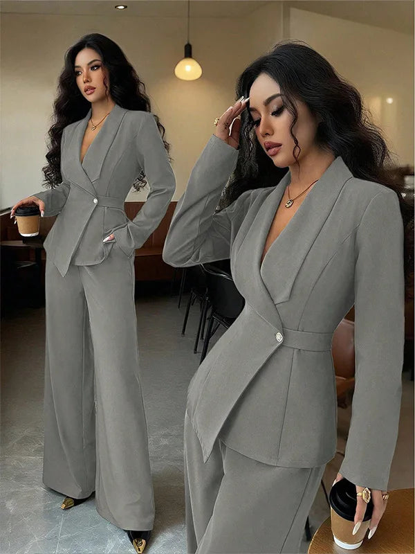 Ensemble 2 Pièces Femme – Veste de Tailleur & Pantalon, Style Bureau & Soirée Chic