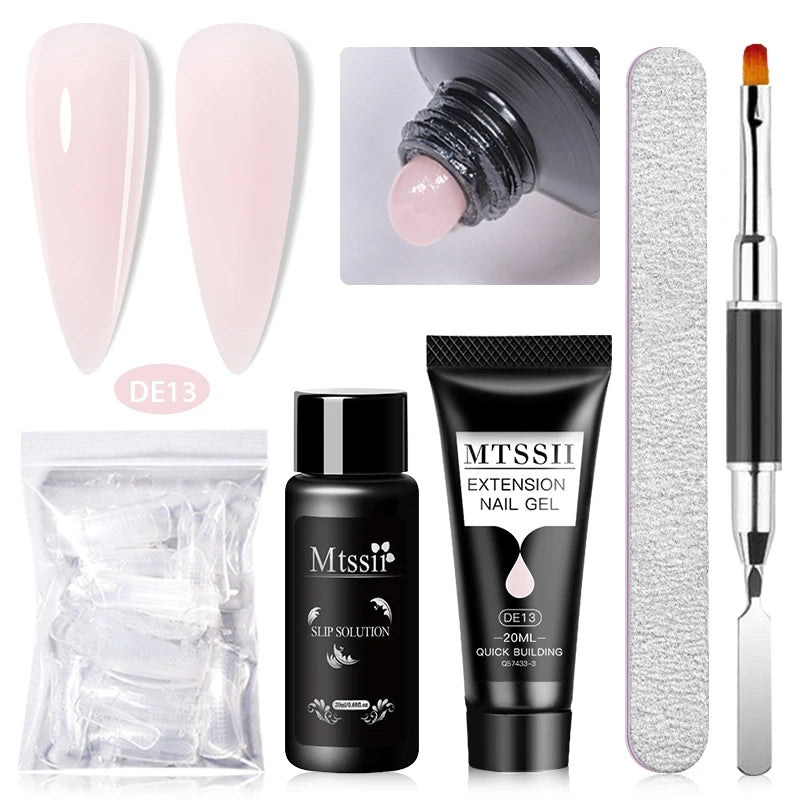 MTSSII 20m Extension Nail Gel Set Manicure Set Finger Quick Buliding Extension Gel Nail Polish Kit Soak Off UV Gel LED Nail Art