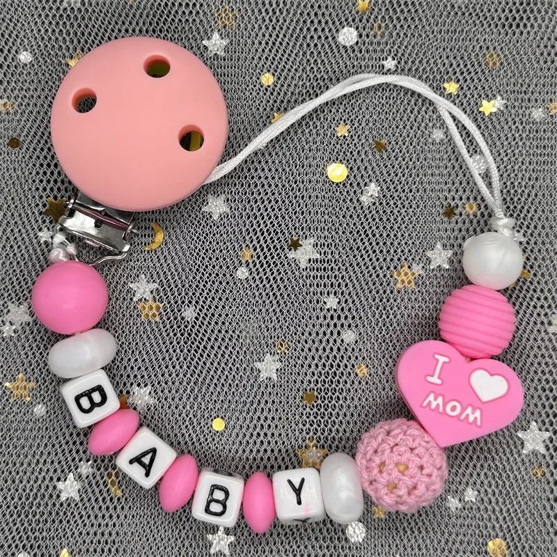 Custom Personalized Name Pacifier Clips BPA Free Silicone Baby Pacifier Clips Colorful Pacifier Chain Holder Teething