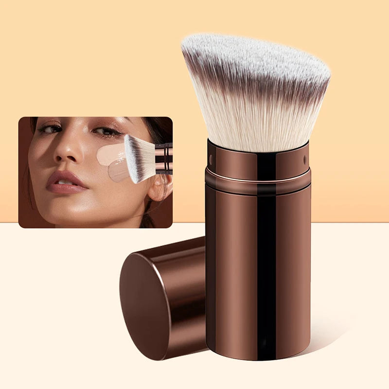 XH 1/2PCS Retractable Foundation Makeup Brush Flat/Angle Brush For Powder Blush Black Brown Gold Concealer Portable Makeup Tools