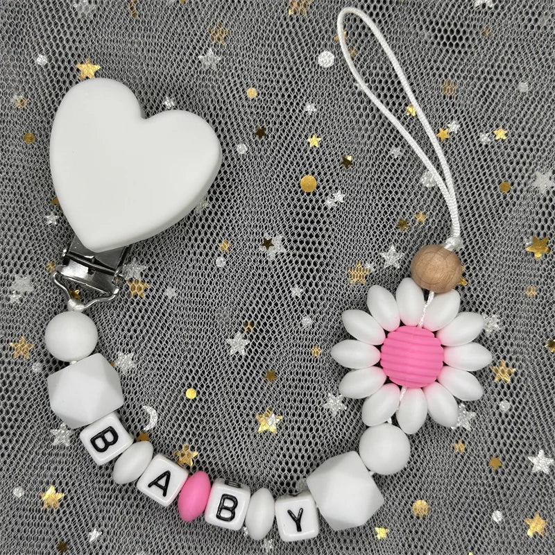 Custom Personalized Name Pacifier Clips BPA Free Silicone Baby Pacifier Clips Colorful Pacifier Chain Holder Teething