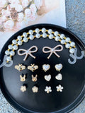 16 pieces of golden fashion (ABS pearl chains, bows, bees, rabbit heads) ABS resin shoe buckles, DIY decorations, suitable for w
