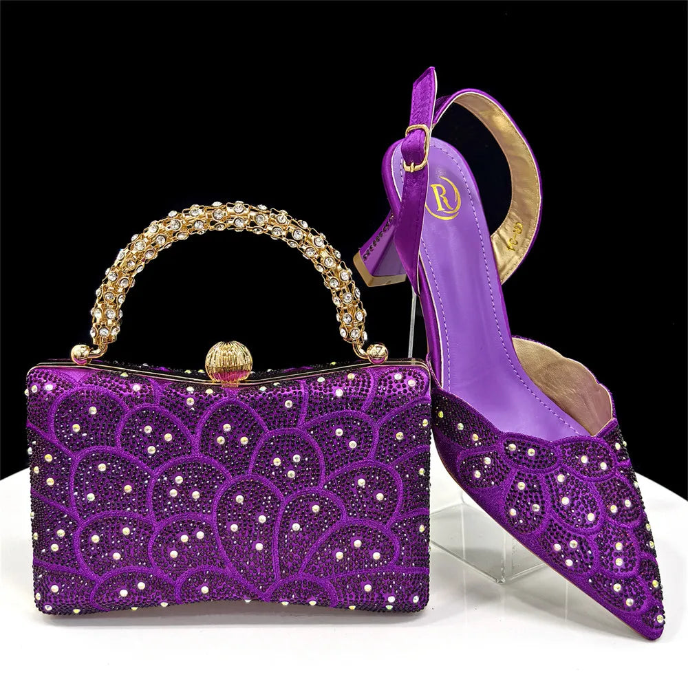 Venus Chan Italian shoes and handbags accessory set with rhinestone metal embellishments Wedding shoes Bridal shoes Designer