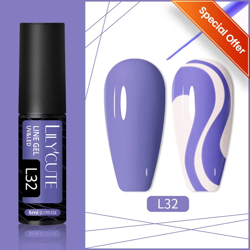 LILYCUTE 5ml Super-Bright Mirror Metallic Liner Gel Nail Polish Gold Silver French Style Drawing Stripe Nail Art Graffiti UV Gel