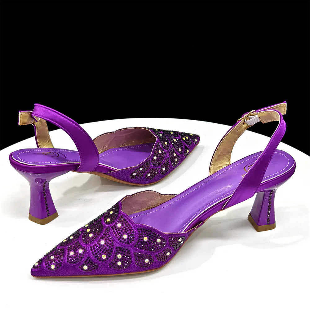 Venus Chan Italian shoes and handbags accessory set with rhinestone metal embellishments Wedding shoes Bridal shoes Designer