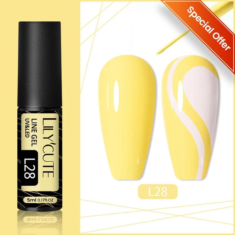 LILYCUTE 5ml Super-Bright Mirror Metallic Liner Gel Nail Polish Gold Silver French Style Drawing Stripe Nail Art Graffiti UV Gel