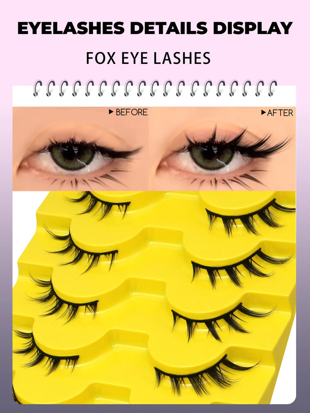 GROINNEYA Cat Eye Lashes Natural False Eyelashes Winged End Eye Elongated Lash Soft Cross Faux Mink Lashes Extension Makeup