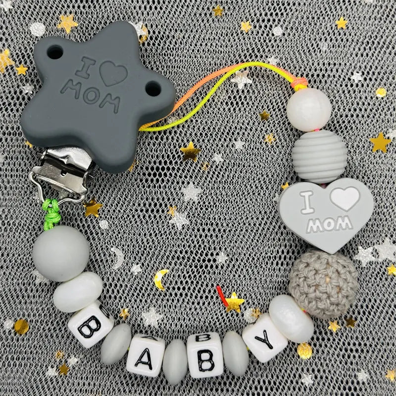 Custom Personalized Name Pacifier Clips BPA Free Silicone Baby Pacifier Clips Colorful Pacifier Chain Holder Teething