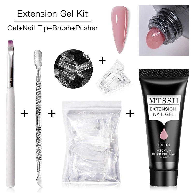 MTSSII 20m Extension Nail Gel Set Manicure Set Finger Quick Buliding Extension Gel Nail Polish Kit Soak Off UV Gel LED Nail Art
