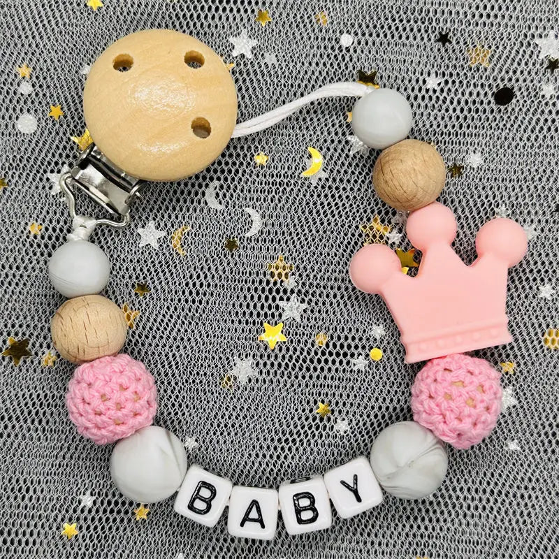 Custom Personalized Name Pacifier Clips BPA Free Silicone Baby Pacifier Clips Colorful Pacifier Chain Holder Teething