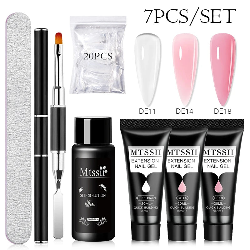 MTSSII 20m Extension Nail Gel Set Manicure Set Finger Quick Buliding Extension Gel Nail Polish Kit Soak Off UV Gel LED Nail Art