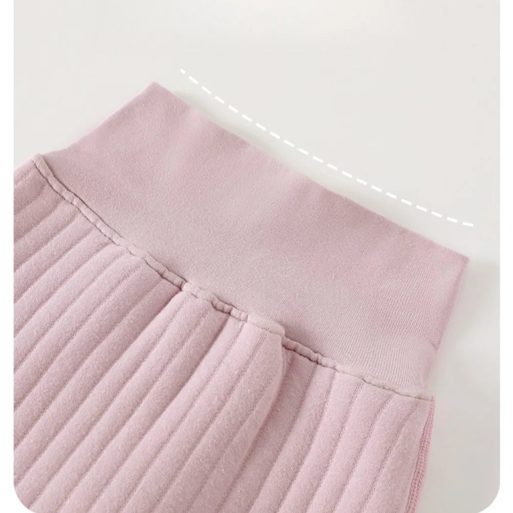 Autumn/winter Split 2-piece Set Baby Cotton Clip Thick High Waisted Pants Long Sleeved Set 0-3 Year Old Cartoon Pattern Baby Set