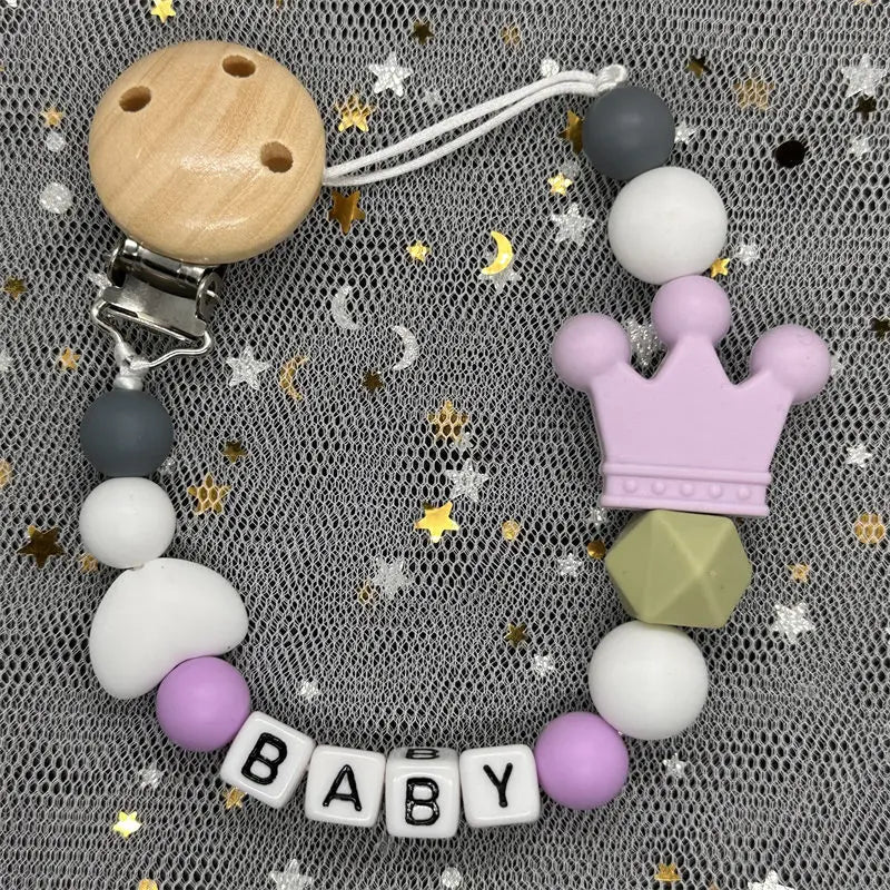 Custom Personalized Name Pacifier Clips BPA Free Silicone Baby Pacifier Clips Colorful Pacifier Chain Holder Teething