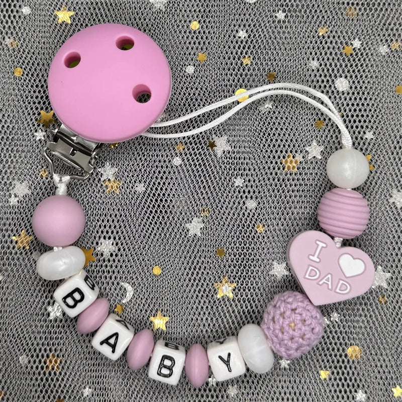 Custom Personalized Name Pacifier Clips BPA Free Silicone Baby Pacifier Clips Colorful Pacifier Chain Holder Teething