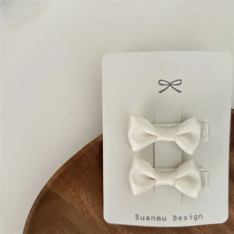 2Pcs Simplicity Sweet Bow Kid Hair Clips Baby Girls Black White Color Bow Chic BB Clip Children Hairpin Fashion Hair Accessories
