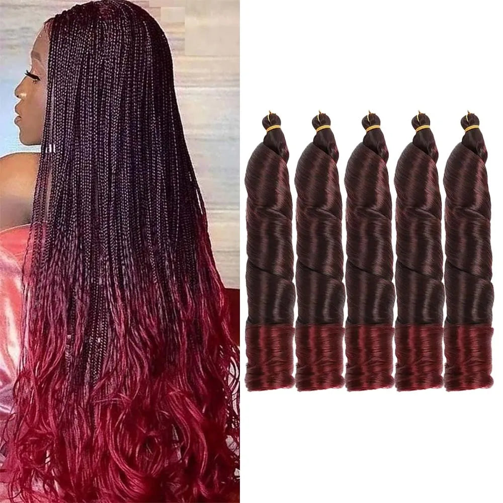 3/5Packs 24Inch Synthetic French Curls Crochet Hair Pre-Stretched Loose Wave Braiding Hair Ombre Loose Curly Braids Braids Hair