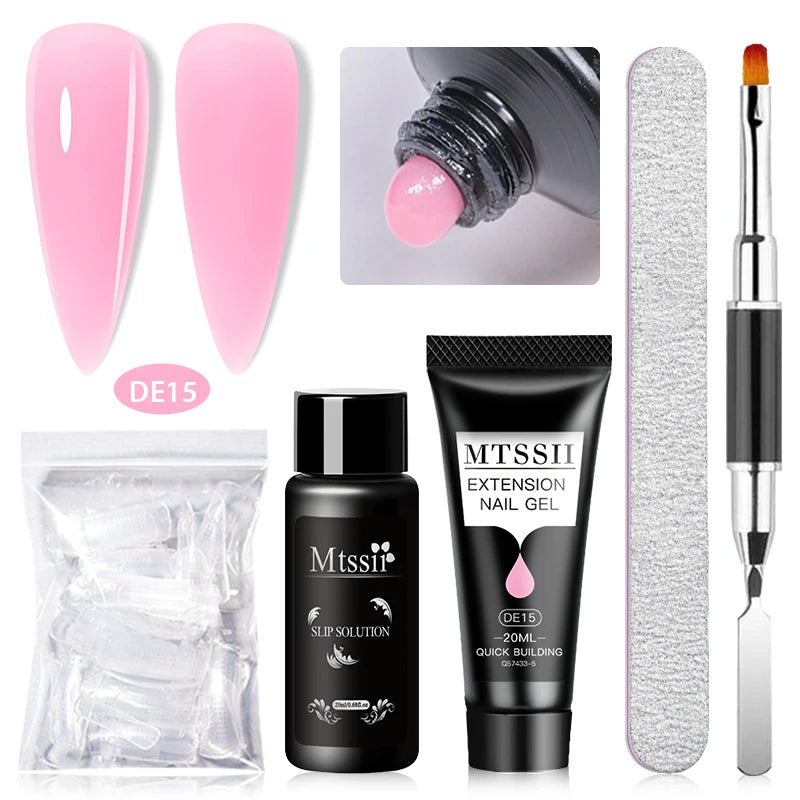 MTSSII 20m Extension Nail Gel Set Manicure Set Finger Quick Buliding Extension Gel Nail Polish Kit Soak Off UV Gel LED Nail Art