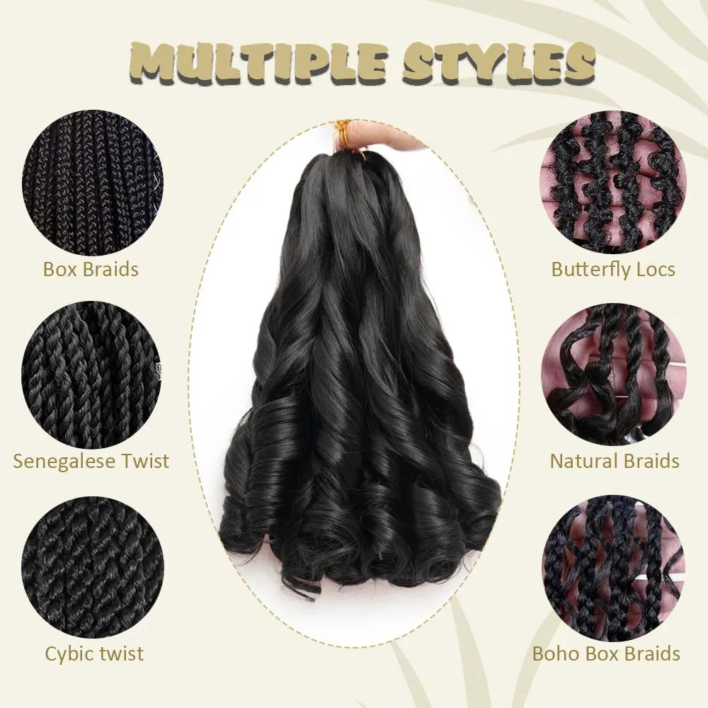 3/5Packs 24Inch Synthetic French Curls Crochet Hair Pre-Stretched Loose Wave Braiding Hair Ombre Loose Curly Braids Braids Hair