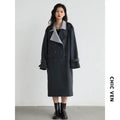 CHIC VEN Women Trench Coat Solid Loose Contrast Double Collar Double Breasted Long Female Windbreaker Office Lady Spring Autumn