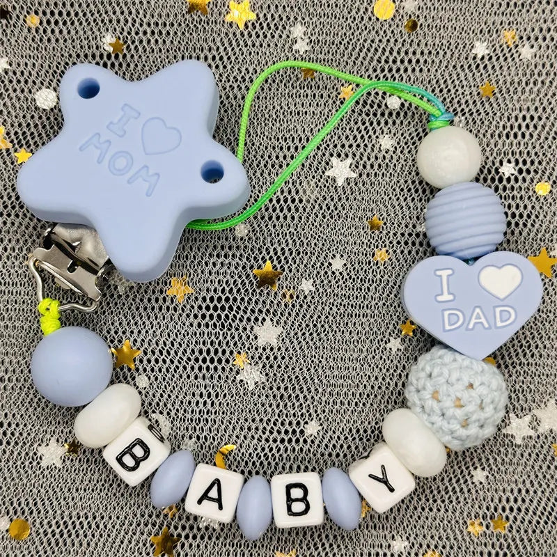 Custom Personalized Name Pacifier Clips BPA Free Silicone Baby Pacifier Clips Colorful Pacifier Chain Holder Teething