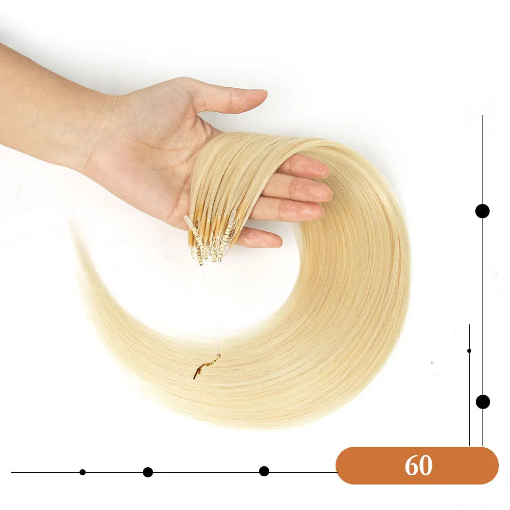 8D Human Hair Extensions Blonde 12"-24" Nano Ring Link Extensions 0.6g/s Machine Remy Human Microlink Beads Hair 30g/pack