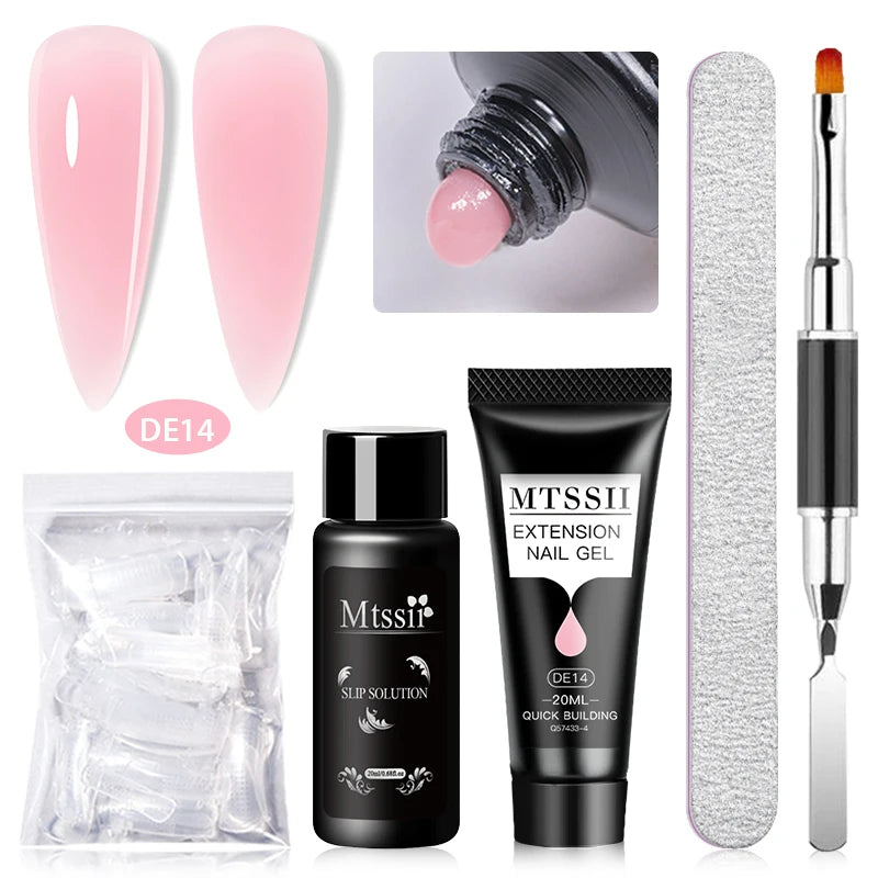 MTSSII 20m Extension Nail Gel Set Manicure Set Finger Quick Buliding Extension Gel Nail Polish Kit Soak Off UV Gel LED Nail Art