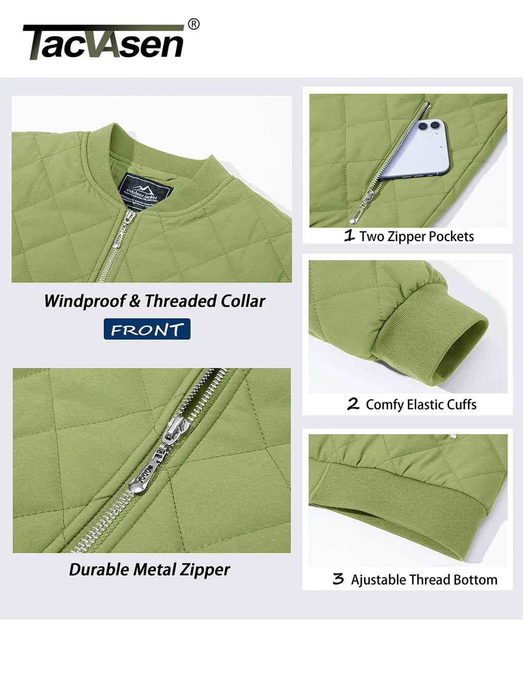 TACVASEN Padded Warm Jackets Womens Fashion Retro Pilot Jacket Diamond Quilted Coats Full Zip Up Pockets Casual Outwear