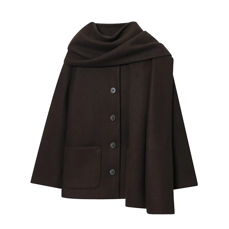 Fashion British Style Trench Coat with Detachable Scarf Women's Single Breasted Long Sleeve Jacket 2025 Winter Classic Outerwear