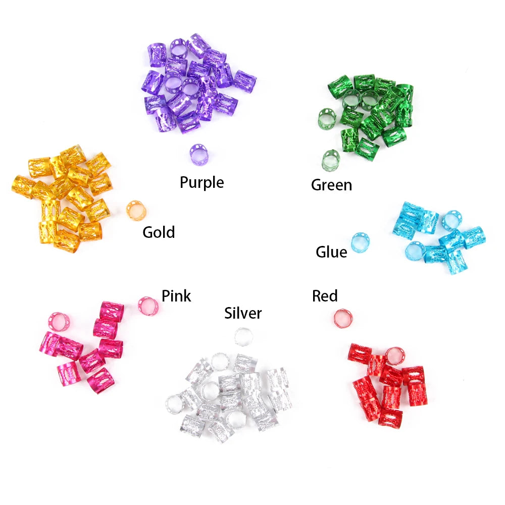 Plussign Dreadlock Hair Rings For Braid Hair Styling Adjustable Hair Braids Beads Cuff Aluminium Hair Accessories 50Pcs/100Pcs