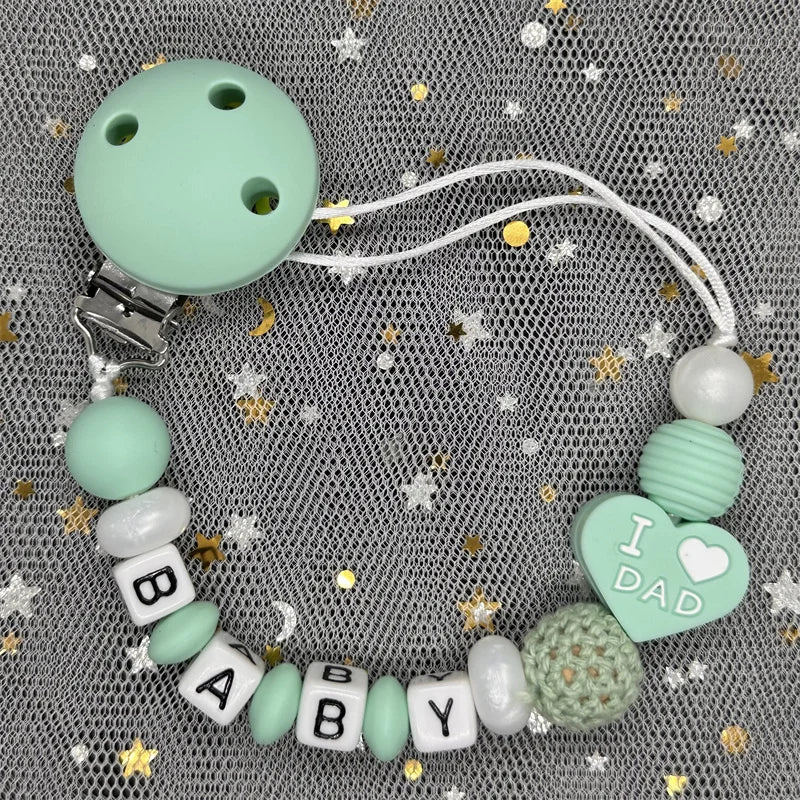 Custom Personalized Name Pacifier Clips BPA Free Silicone Baby Pacifier Clips Colorful Pacifier Chain Holder Teething