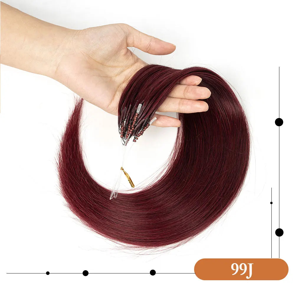 8D Human Hair Extensions Blonde 12"-24" Nano Ring Link Extensions 0.6g/s Machine Remy Human Microlink Beads Hair 30g/pack