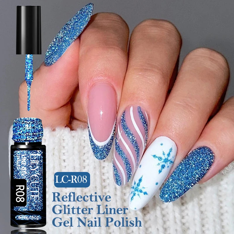 LILYCUTE 5ml Super-Bright Mirror Metallic Liner Gel Nail Polish Gold Silver French Style Drawing Stripe Nail Art Graffiti UV Gel