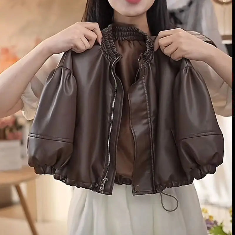 1-10Years Toddler Baby PU Leather Jacket for Girls Boys Autumn Outwear Coat Kids Casual Jackets in Brown