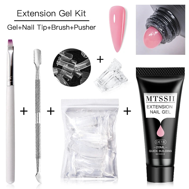 MTSSII 20m Extension Nail Gel Set Manicure Set Finger Quick Buliding Extension Gel Nail Polish Kit Soak Off UV Gel LED Nail Art