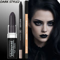 [Dark Punk Makeup Set] 3pcs Dark Makeup Set,Matte Black Lipstick,Lip Liner,Long Lasting Waterproof Eyeliner & Smoky|Halloween