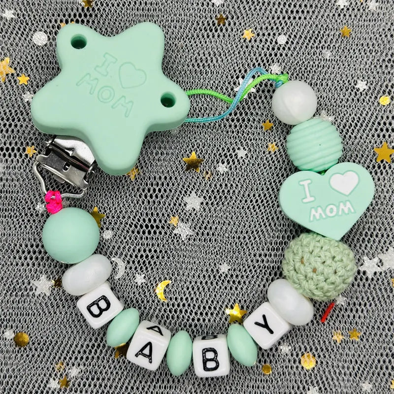 Custom Personalized Name Pacifier Clips BPA Free Silicone Baby Pacifier Clips Colorful Pacifier Chain Holder Teething