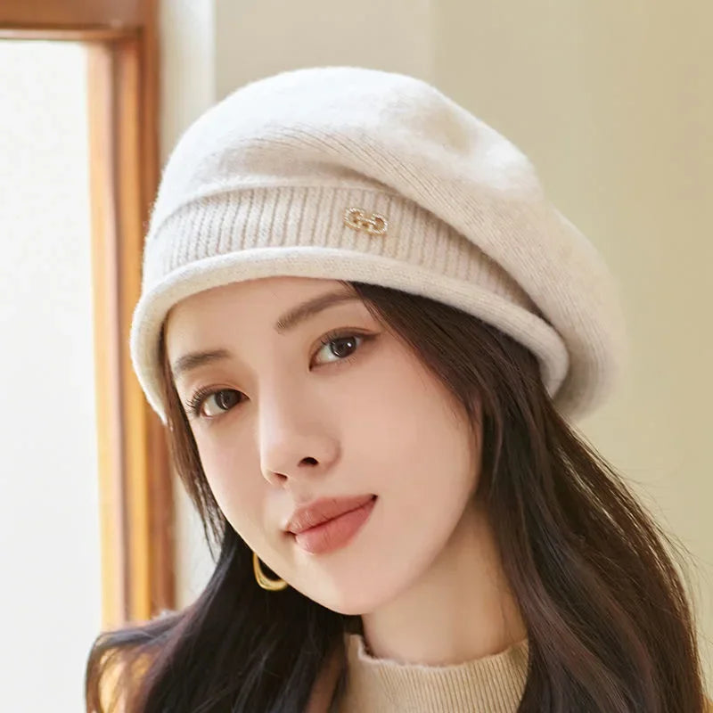 Bonnet Tricoté Femme – Laine Élastique Douce, 4 Couleurs