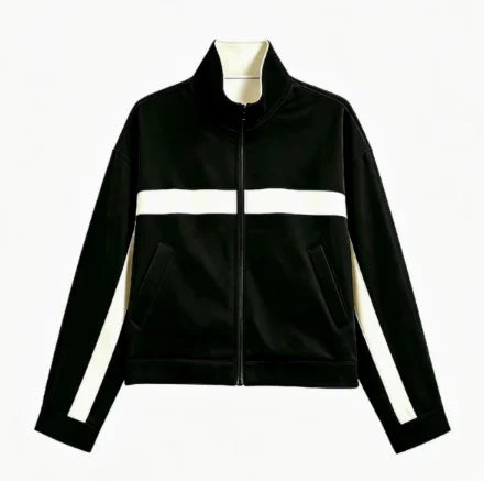 Beige Black Colorblock Zip Collar Crop Women Jacket Sporty Lapel Loose Outerwear Spring Autumn Daily Street Dating Outfit Coat