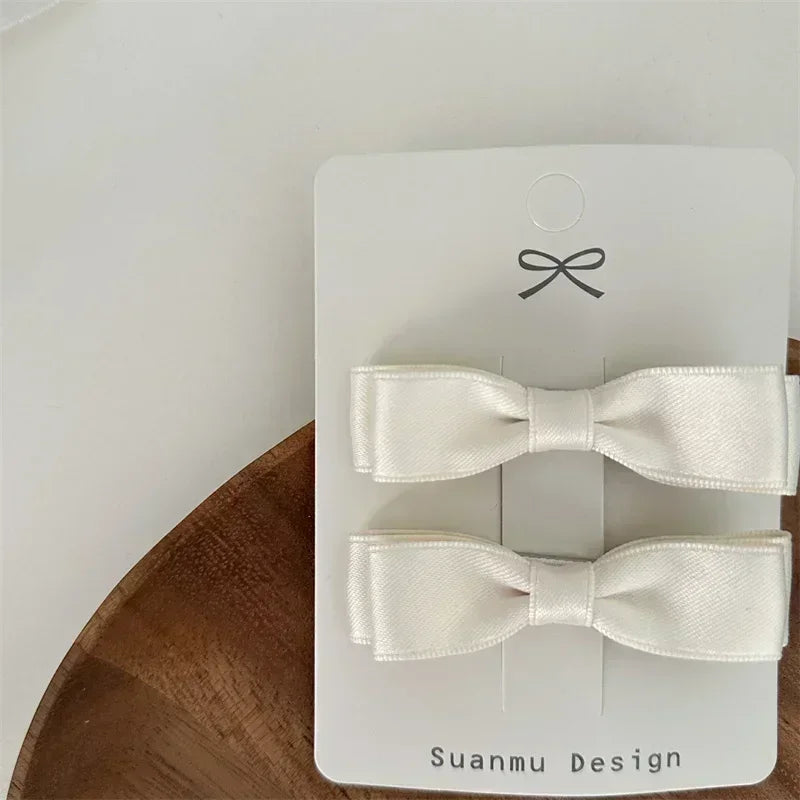 2Pcs Simplicity Sweet Bow Kid Hair Clips Baby Girls Black White Color Bow Chic BB Clip Children Hairpin Fashion Hair Accessories