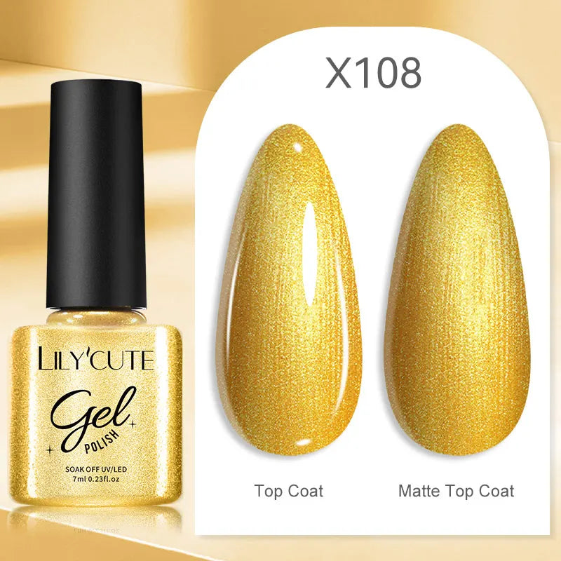 LILYCUTE 5ml Super-Bright Mirror Metallic Liner Gel Nail Polish Gold Silver French Style Drawing Stripe Nail Art Graffiti UV Gel