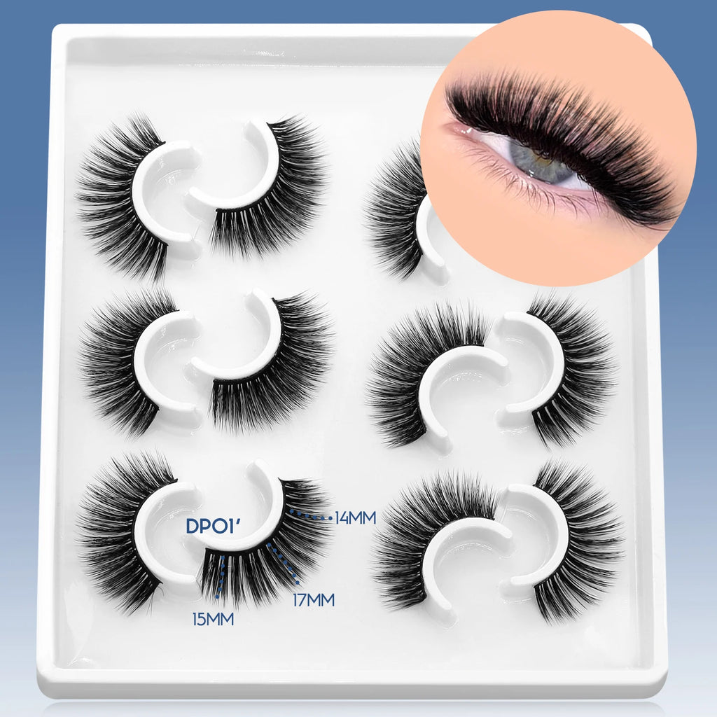 GROINNEYA Cat Eye Lashes Natural False Eyelashes Winged End Eye Elongated Lash Soft Cross Faux Mink Lashes Extension Makeup