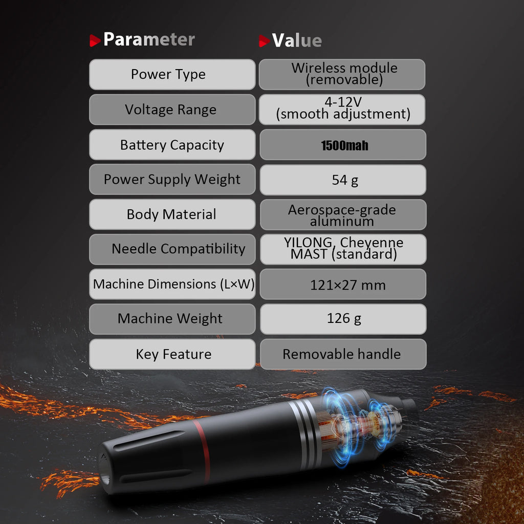 YILONG Tattoo Kit Professional Tattoo Pen Kit For Permanent Makeup Tattoo Machine Kit Wireless Power Supply Tattoo Gun Kit